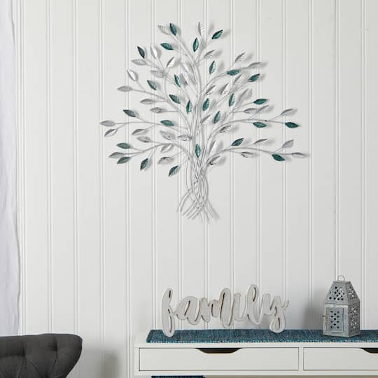 30" x 30" Hand-Painted Metal Tree of Life Wall Art Decor